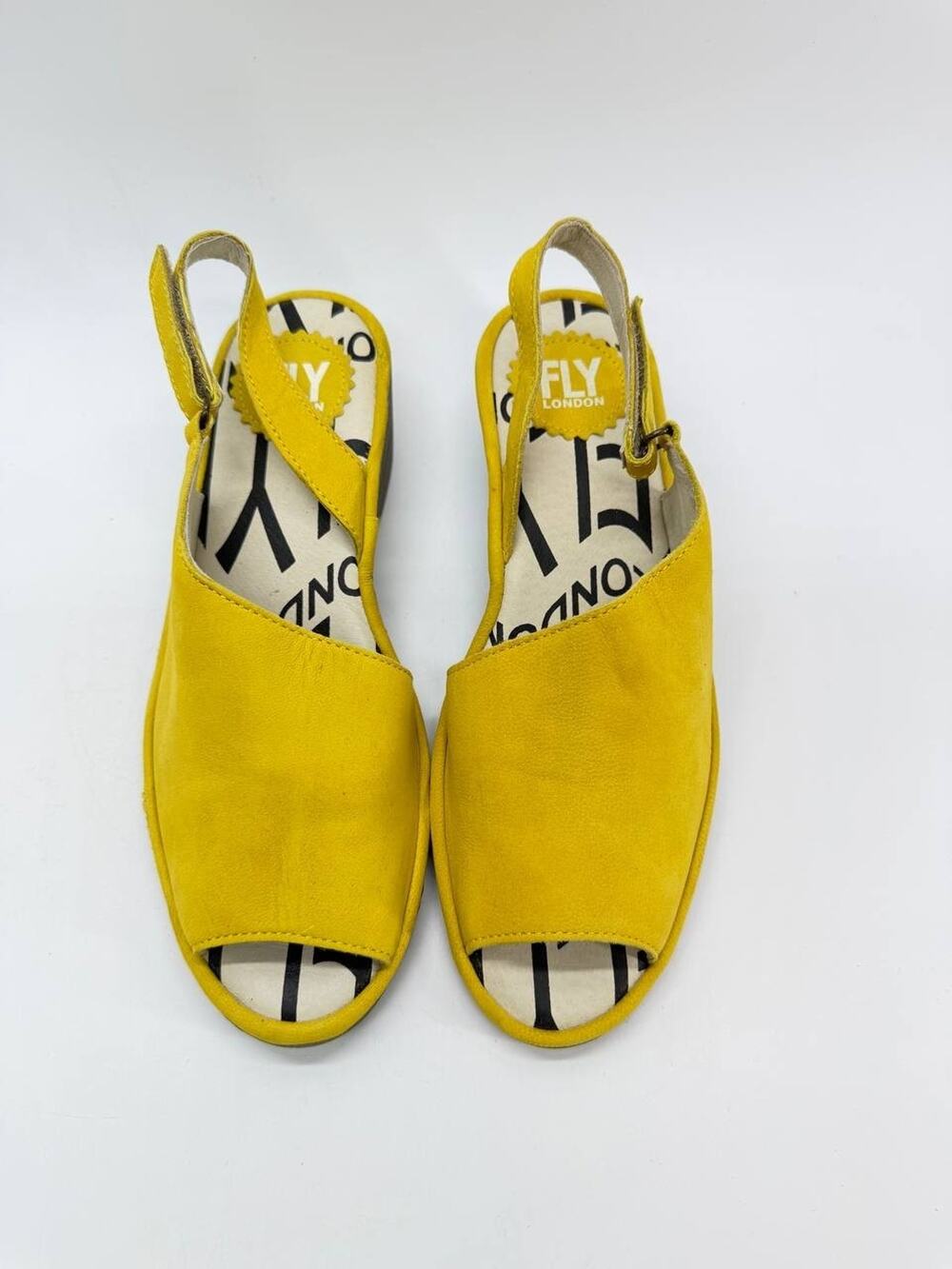 FLY London Yellow Leather Wedge Sandals Women's EU 36 US 5.5 P500814011